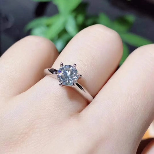 Anillo de Compromiso Mujer en Plata Esterlina 925 con Piedra Redonda