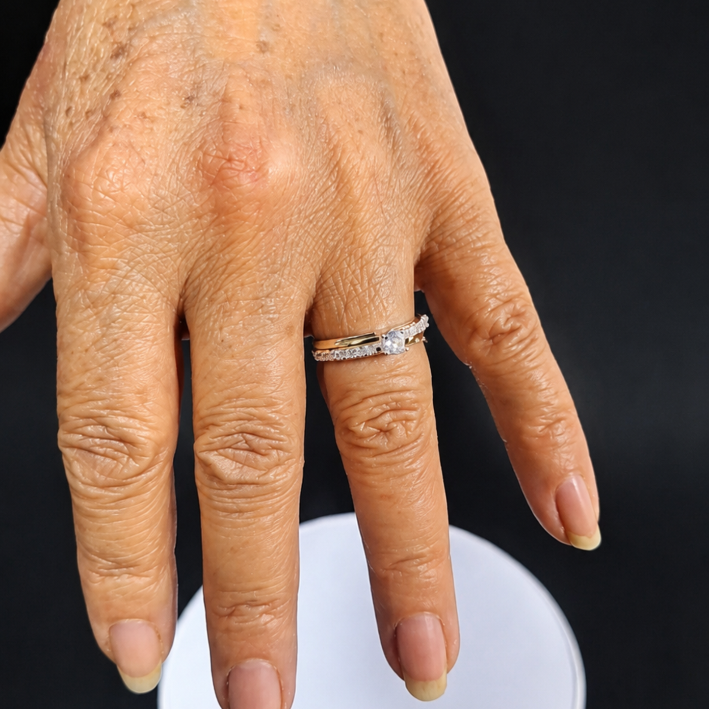 Anillo de Dama Solitario en Plata 975 Laminado en Oro — Promesa y Compromiso