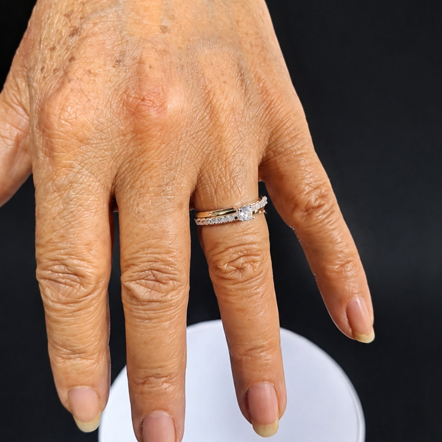 Anillo de Dama Solitario en Plata 975 Laminado en Oro — Promesa y Compromiso