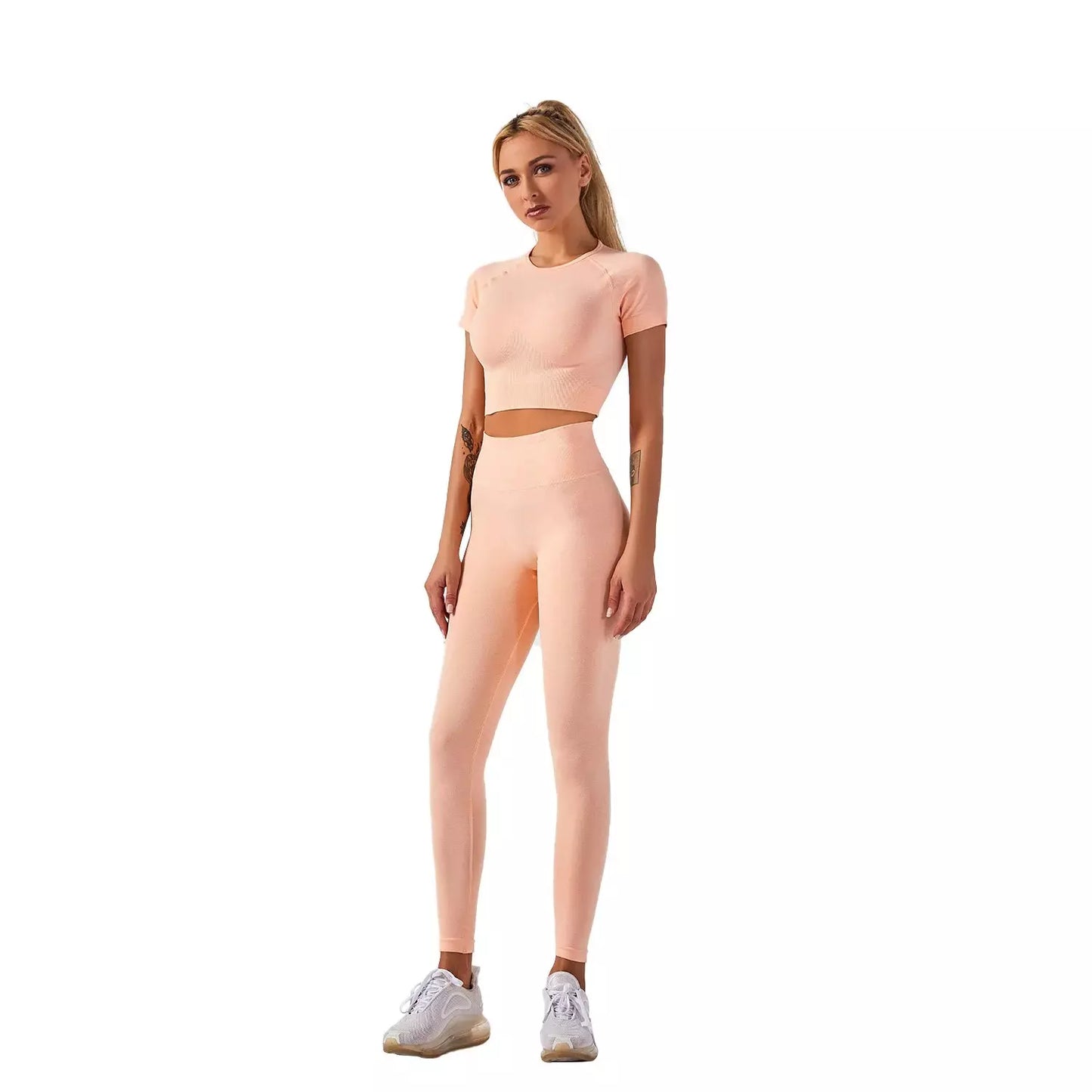 Conjunto Gimnasio Camisa Y Leggins 2 Piezas - Fucsia