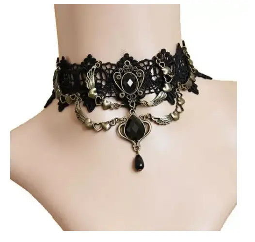 Collar Choker De Encaje Negro Gótico Victoriano Para Mujer - Collar Choker
