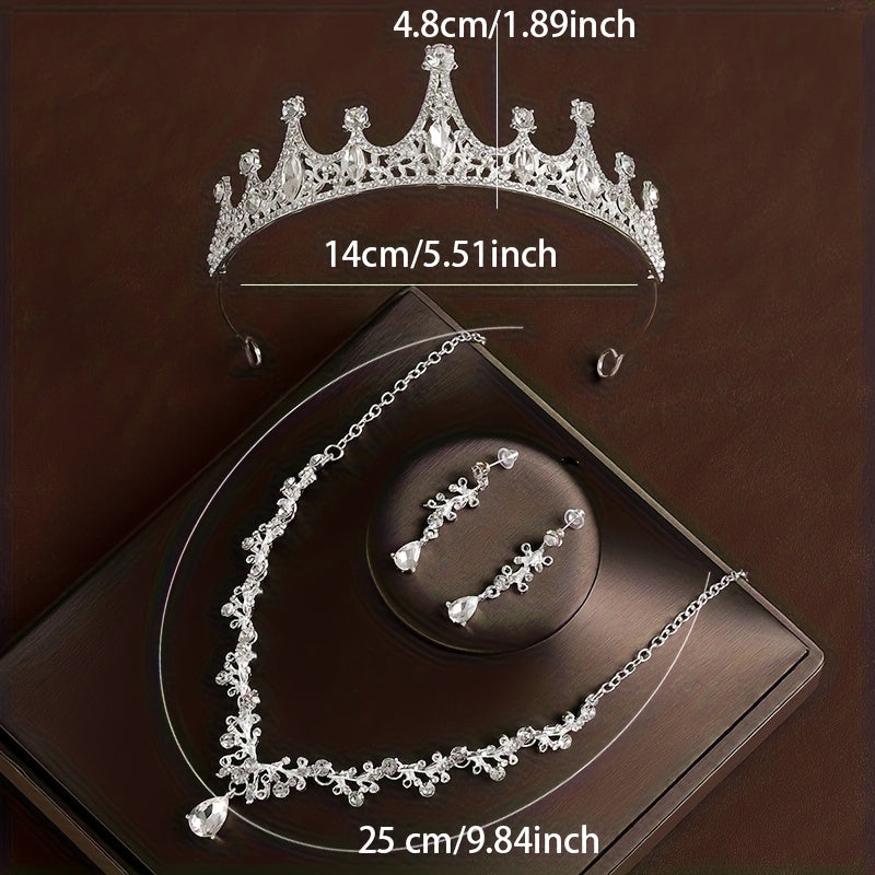 Set de novia tiara collar y aretes elegantes medidas