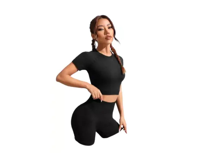 Conjunto Gimnasio Camisa Y Leggins 2 Piezas - Negro