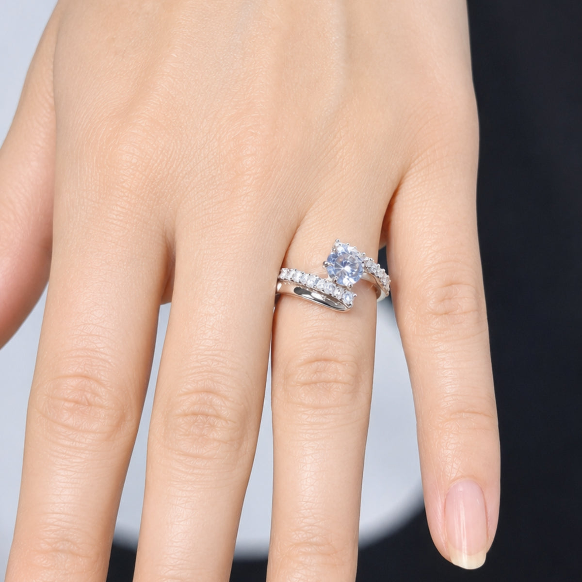 Anillo de Dama Solitario en Plata 975 Laminado en Oro — Promesa y Compromiso