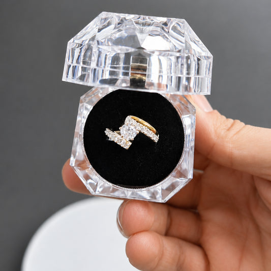 Anillo de Dama Solitario en Plata 975 Laminado en Oro — Promesa y Compromiso