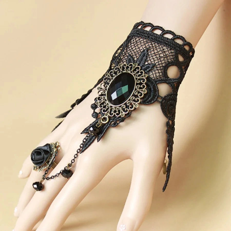 Pulsera Manilla Brazalete Gótico Para Mujer - Negro/dorado - Collar Choker