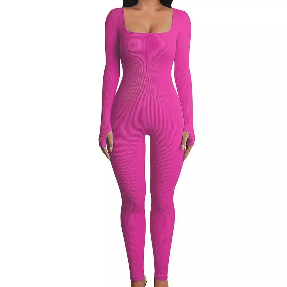 Enterizo Deportivo Manga Larga - Fucsia