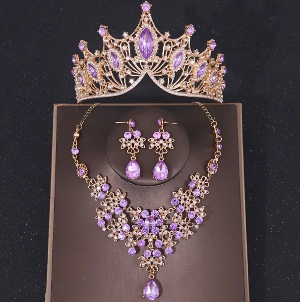 Set Corona 15 Años👑✨Tiara Collar Aretes Elegancia Quinceañera - Corona
