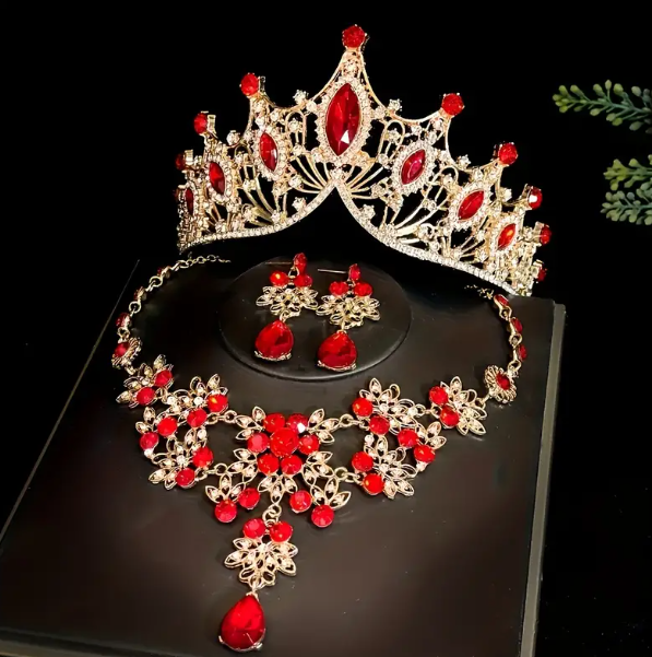 Set Corona 15 Años👑✨Tiara Collar Aretes Elegancia Quinceañera - Corona