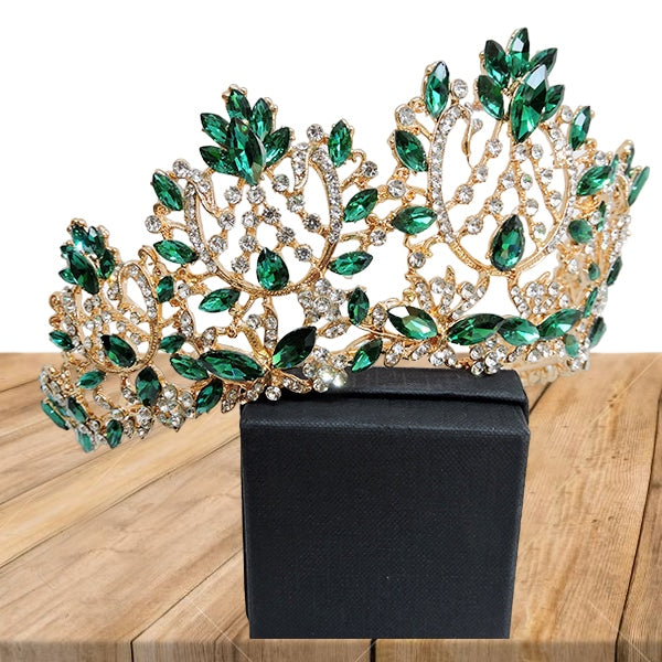 Corona tiara verde esmeralda y rojo para quinceañera novia o eventos - Corona