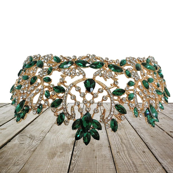 Corona tiara verde esmeralda y rojo para quinceañera novia o eventos - Corona
