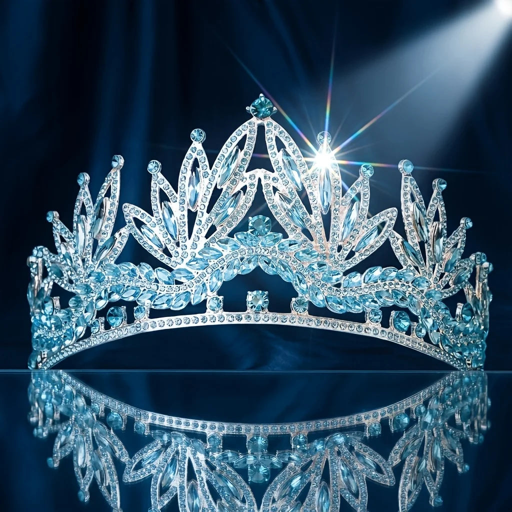 Tiara Soberana Plateada para Quinceañera y Novia