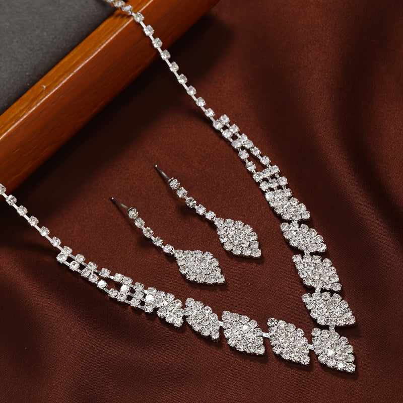 Set Joyería con Collar y Aretes de Cristales Brillantes – Diseño Elegante para Eventos - Collares
