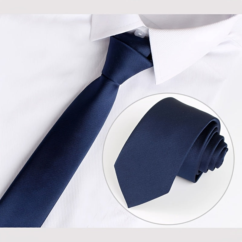 Corbata Satinada Slim Juvenil Elegante - Azul oscuro - Corbata