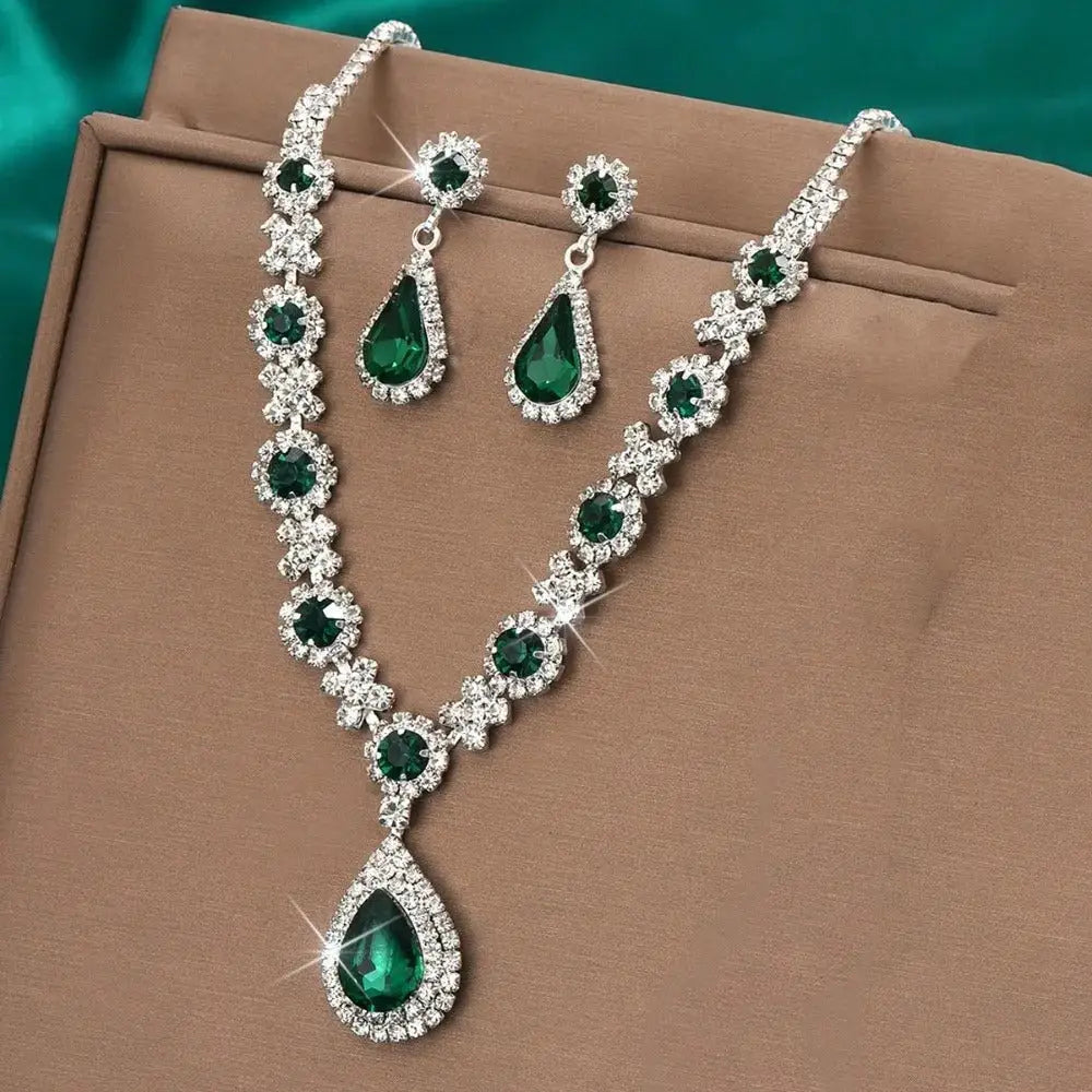 Set joyería fina collar aretes pulsera cristales perlas bodas Colombia