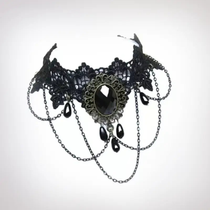 Collar choker encaje negro gótico mujer Colombia