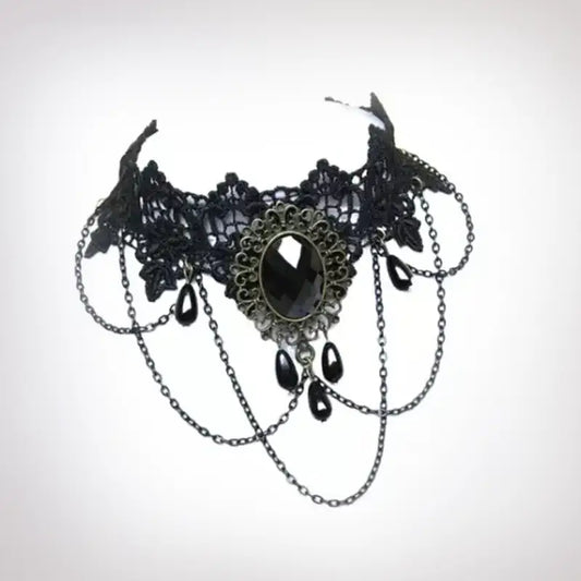 Collar choker encaje negro gótico mujer Colombia