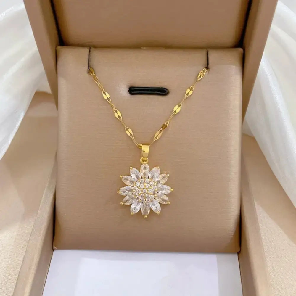 Collar flor girasol acero inoxidable mujer regalo Colombia