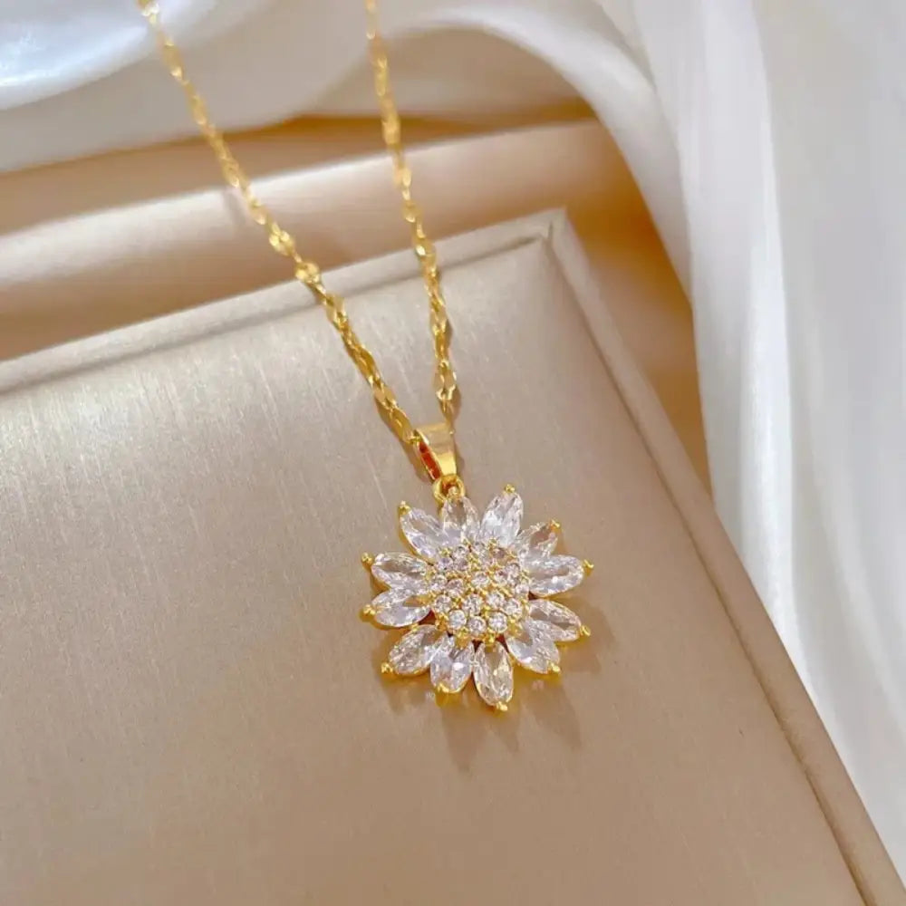 Collar flor girasol acero inoxidable mujer regalo Colombia