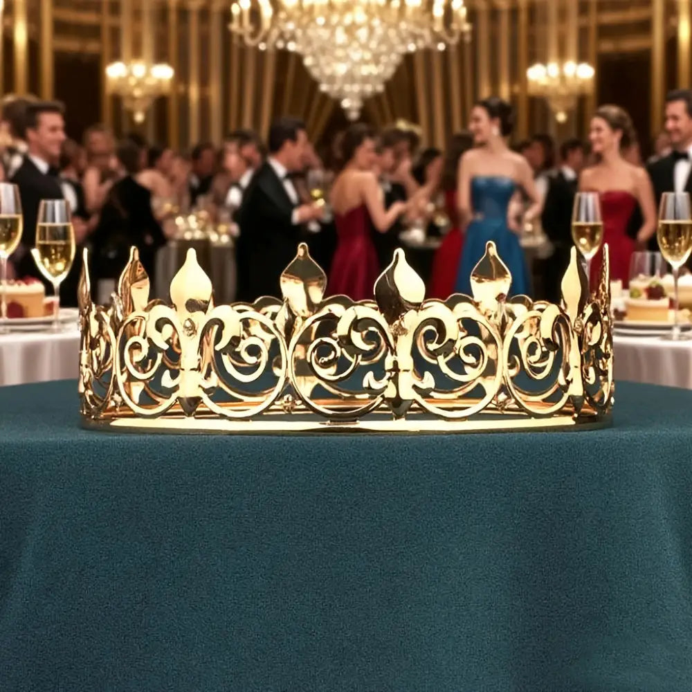 Detalle corona dorada estructura firme metal resistente – Sepia Moda y Más