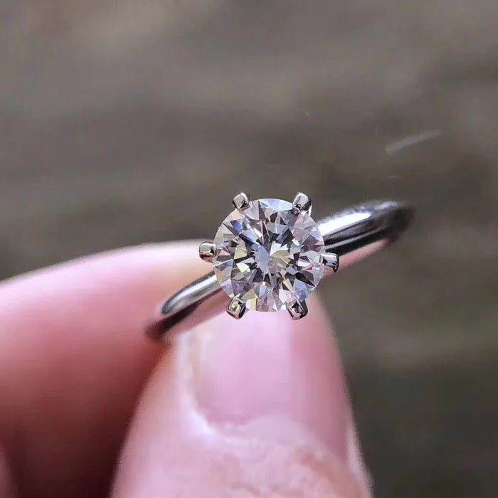 Anillo de Compromiso Mujer en Plata Esterlina 925 con Piedra Redonda