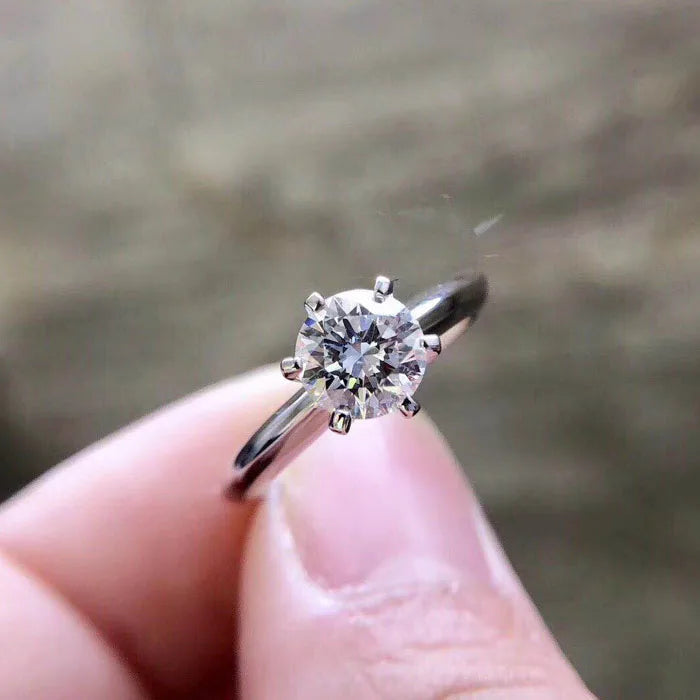 Anillo de Compromiso Mujer en Plata Esterlina 925 con Piedra Redonda
