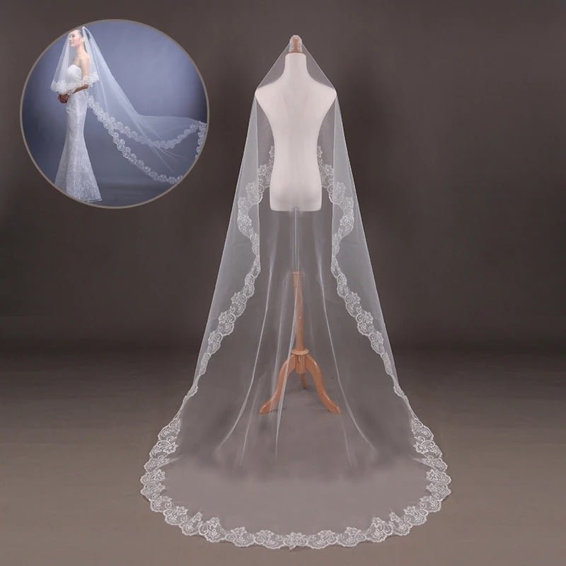 Velo De Novia Tipo Mantilla Matrimonio Boda De 3 Metros - Tocado y Velos