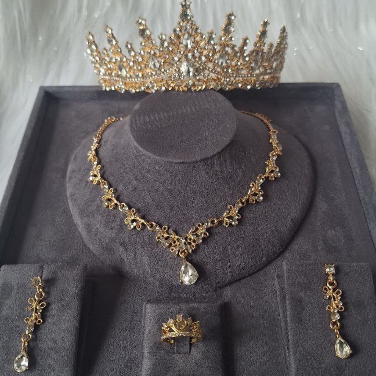 Set Tiara Collar Aretes Anillo 15 Años Princesas