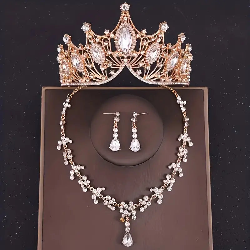 Set Corona 15 Años👑✨Tiara Collar Aretes Elegancia Quinceañera - Corona