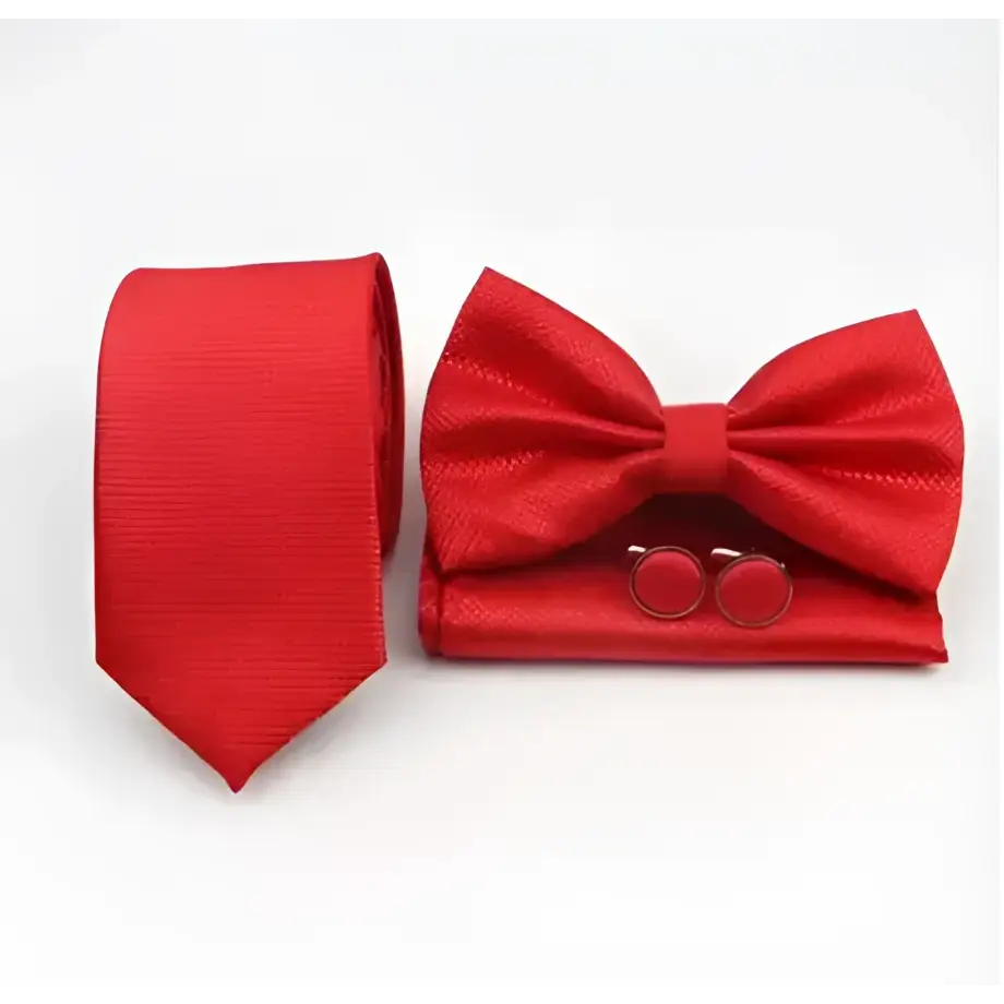 Kit corbata corbatín pañuelo mancornas caballero Colombia