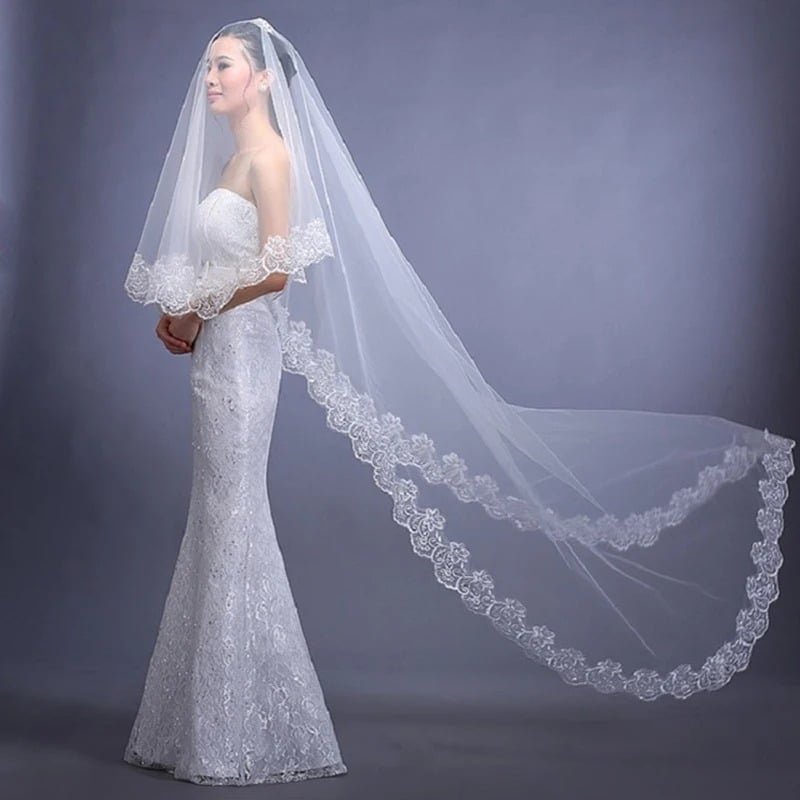Velo De Novia Tipo Mantilla Matrimonio Boda De 3 Metros - Tocado y Velos