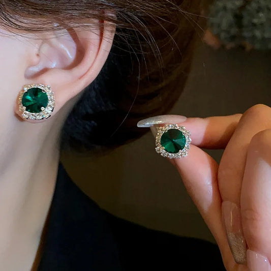 Set Collar y Aretes Verde Esmeralda con Cristales – Joyería Fina para Eventos y Bodas - Collares