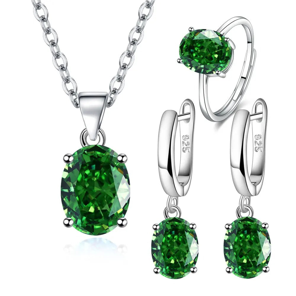 Set Joyería con Collar Anillo y Aretes – Elegancia y Estilo - Verde - Collares
