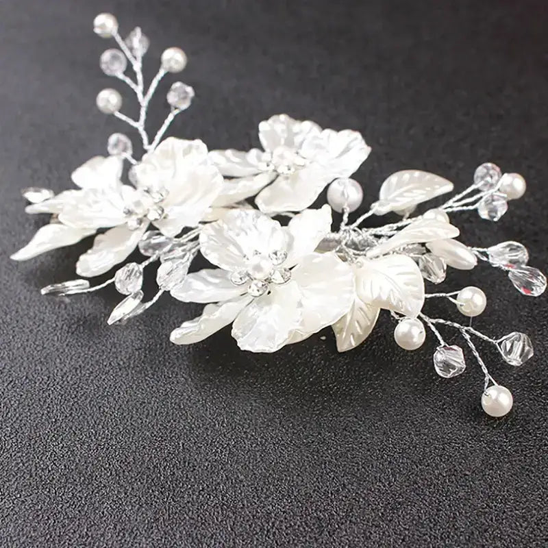Pinza cabello flores perlas cristal novia bodas Colombia