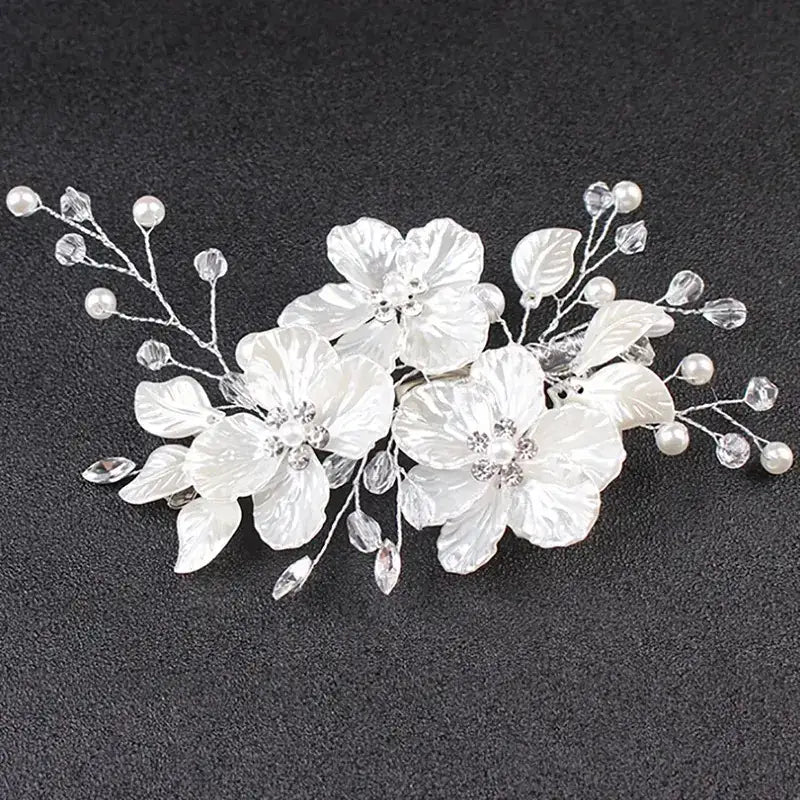 Pinza cabello flores perlas cristal novia bodas Colombia