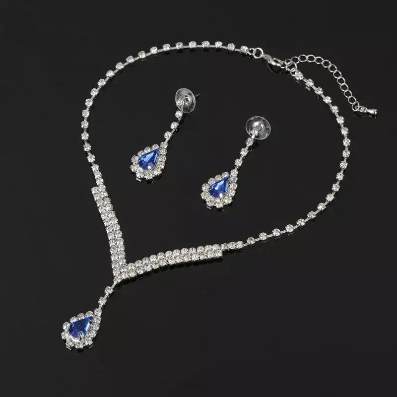Set collar aretes plateados joyería bodas eventos Colombia