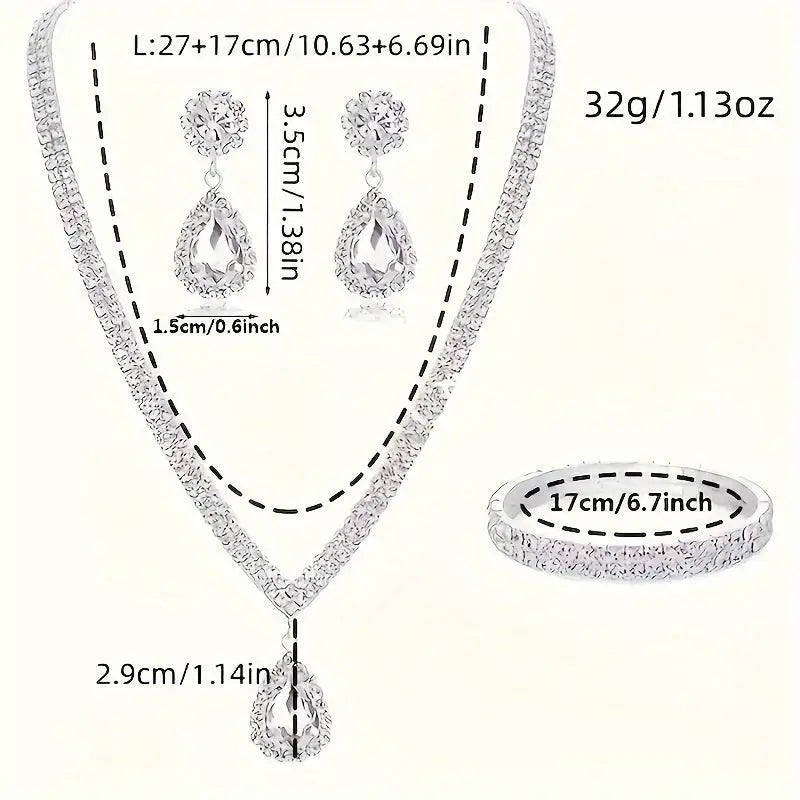 Set joyería clásica plateada collar aretes pulsera Colombia