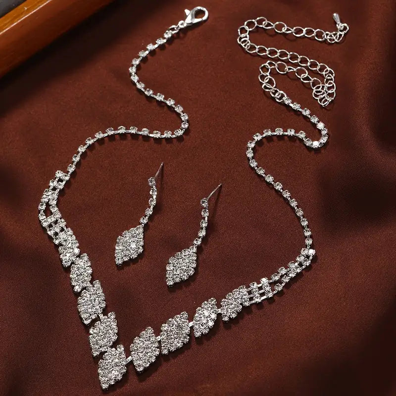 Set joyería collar aretes cristales brillantes Colombia