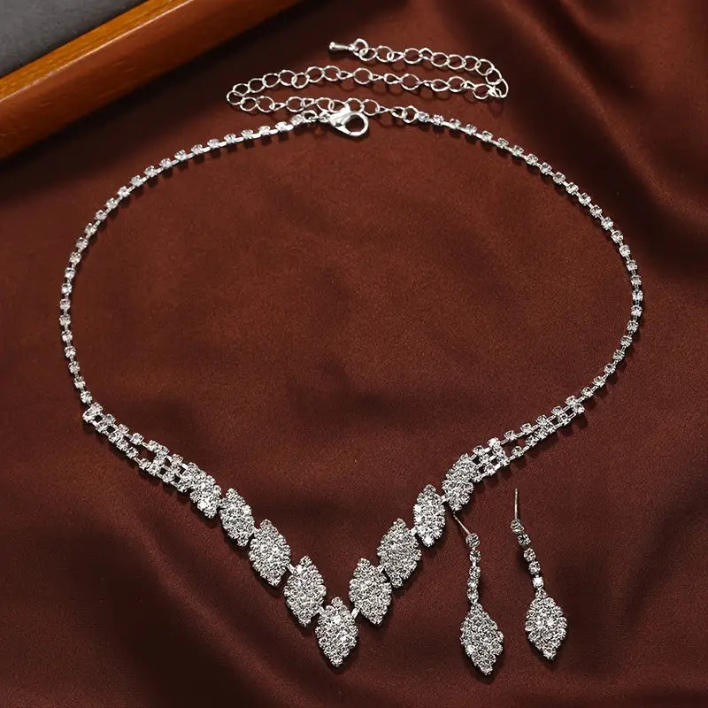 Set joyería collar aretes cristales brillantes Colombia