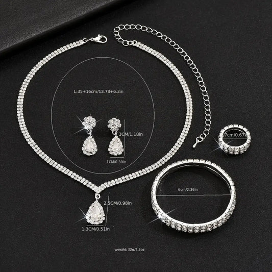 Set joyería plateada minimalista collar aretes Colombia