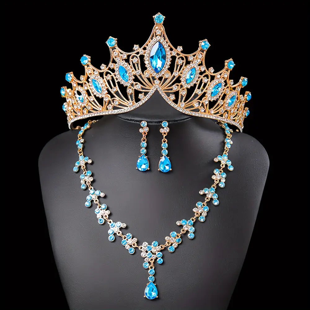 Set reina tiara collar aretes boda quinceañera Colombia