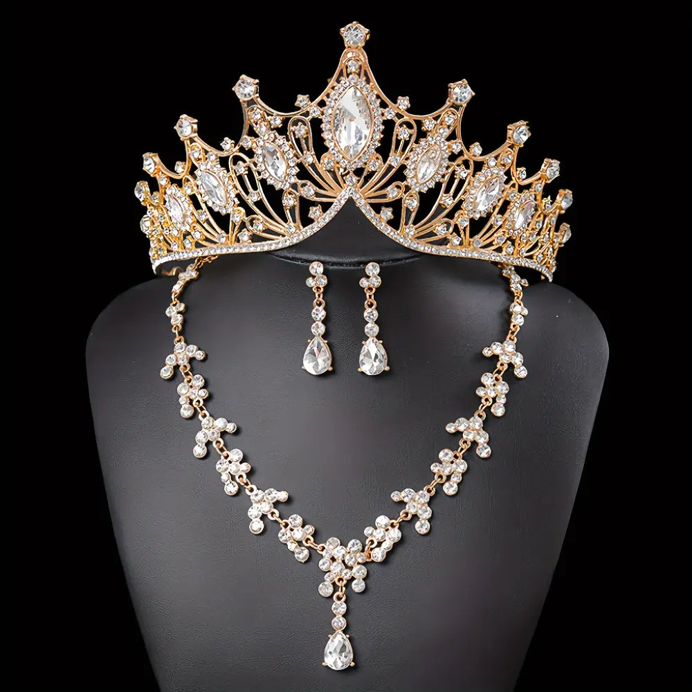 Set reina tiara collar aretes boda quinceañera Colombia