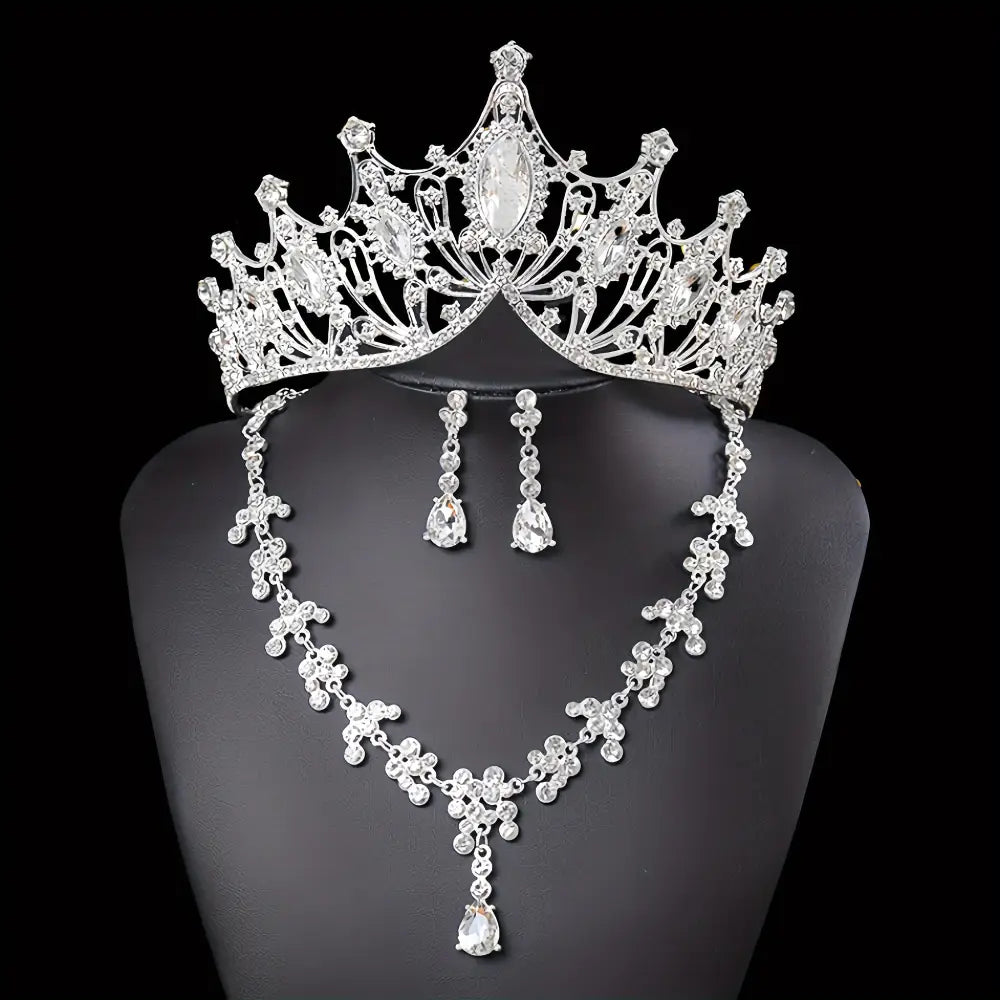 Set reina tiara collar aretes boda quinceañera Colombia