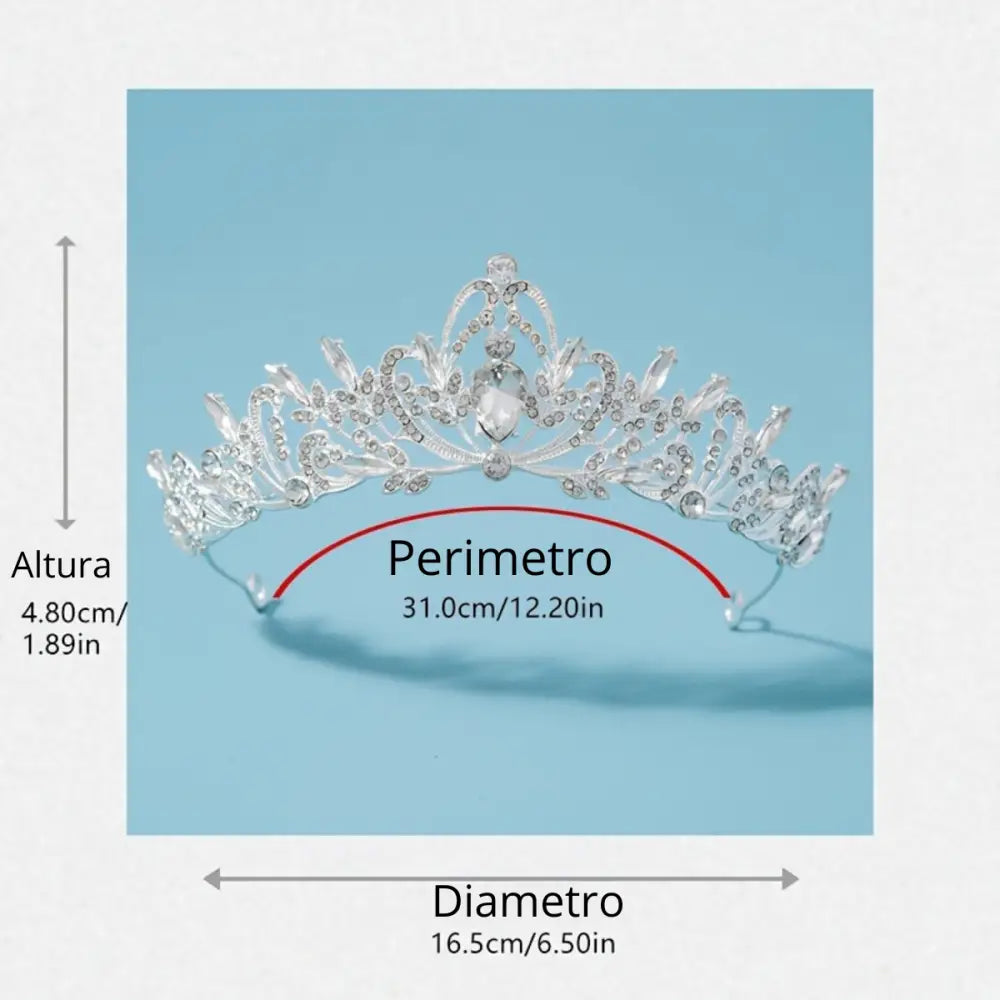 Set tiara collar aretes quinceañera novia cristal Colombia