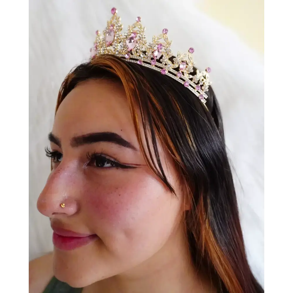 Tiara princesa corona lujo cristal quinceañera Colombia