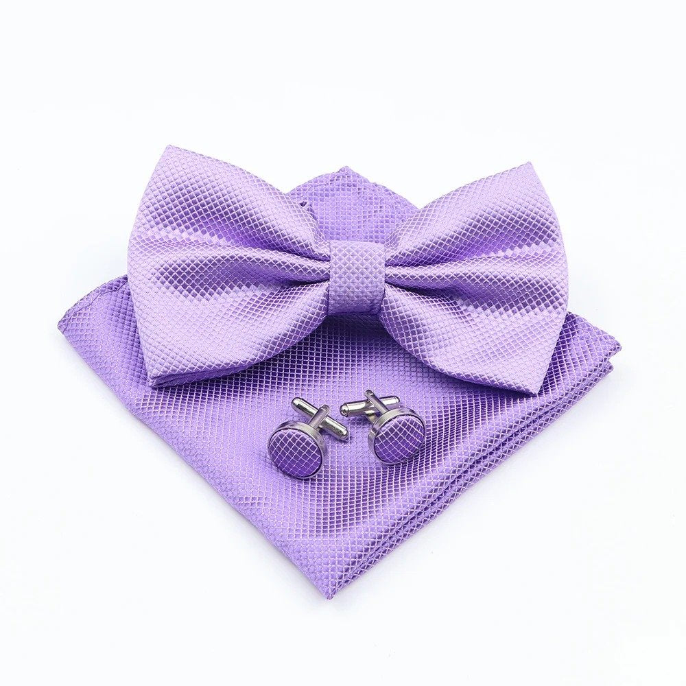 Kit Corbatín Pañuelo y Mancornas - Púrpura