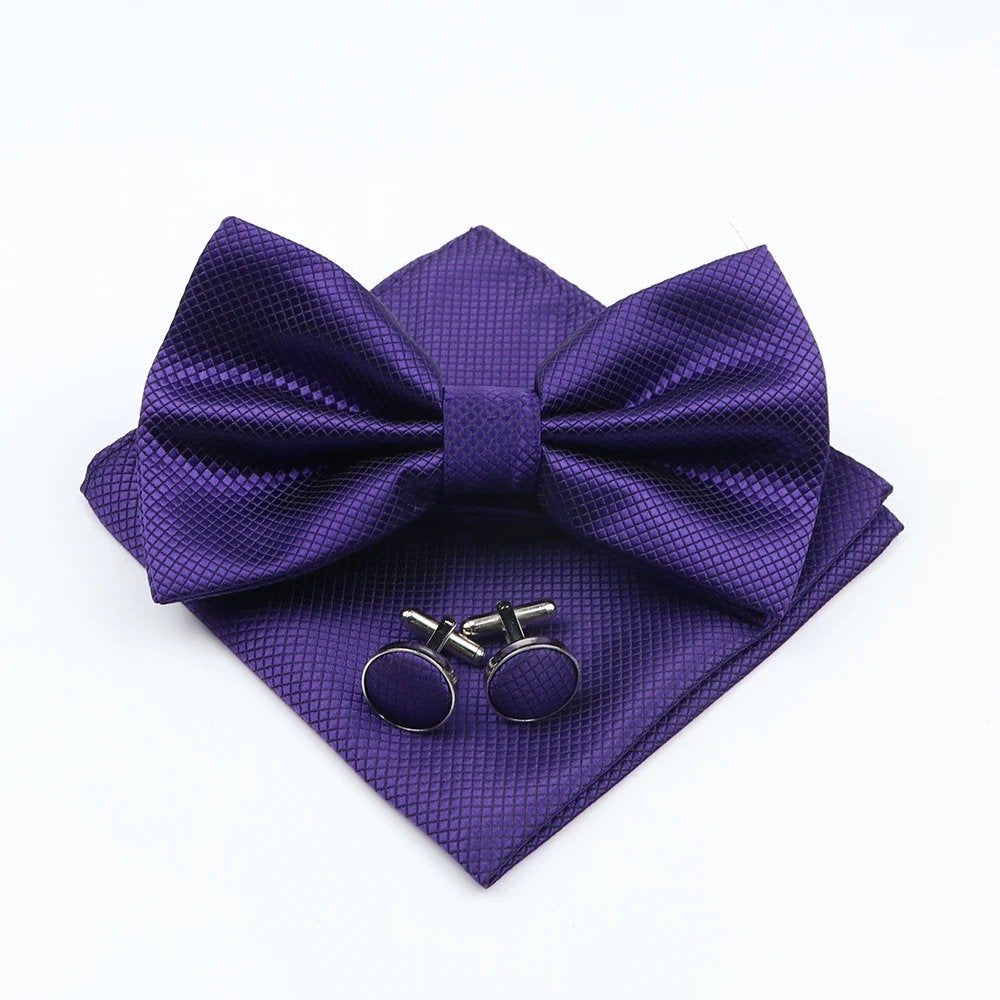 Kit Corbatín Pañuelo y Mancornas - Violeta oscuro