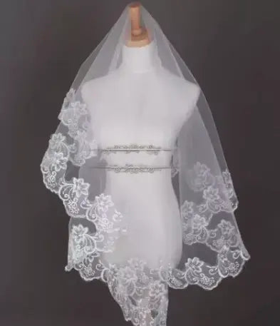 Velo De Novia Mantilla Matrimonio Con Encaje - Tocado y Velos